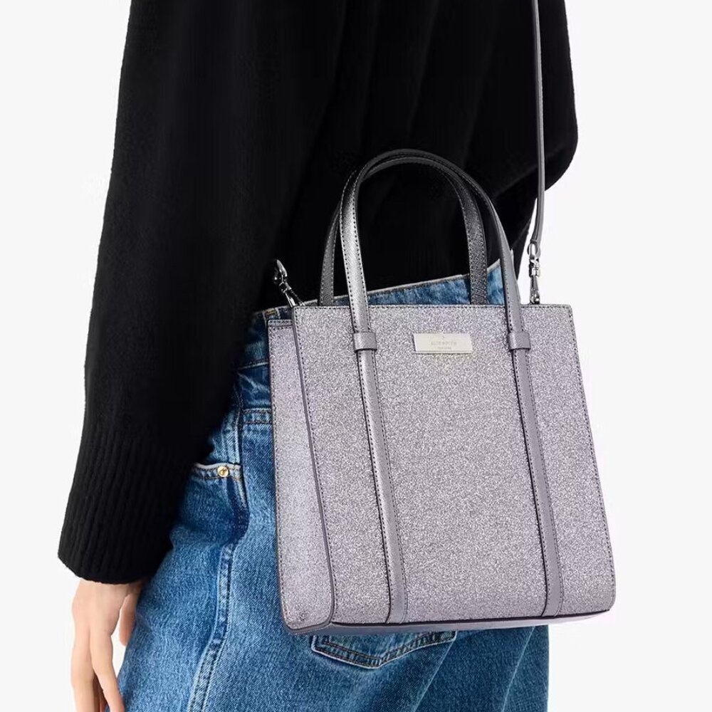 KATE SPADE SILVER TOTE & WALLET NIP - Picture 3 of 12